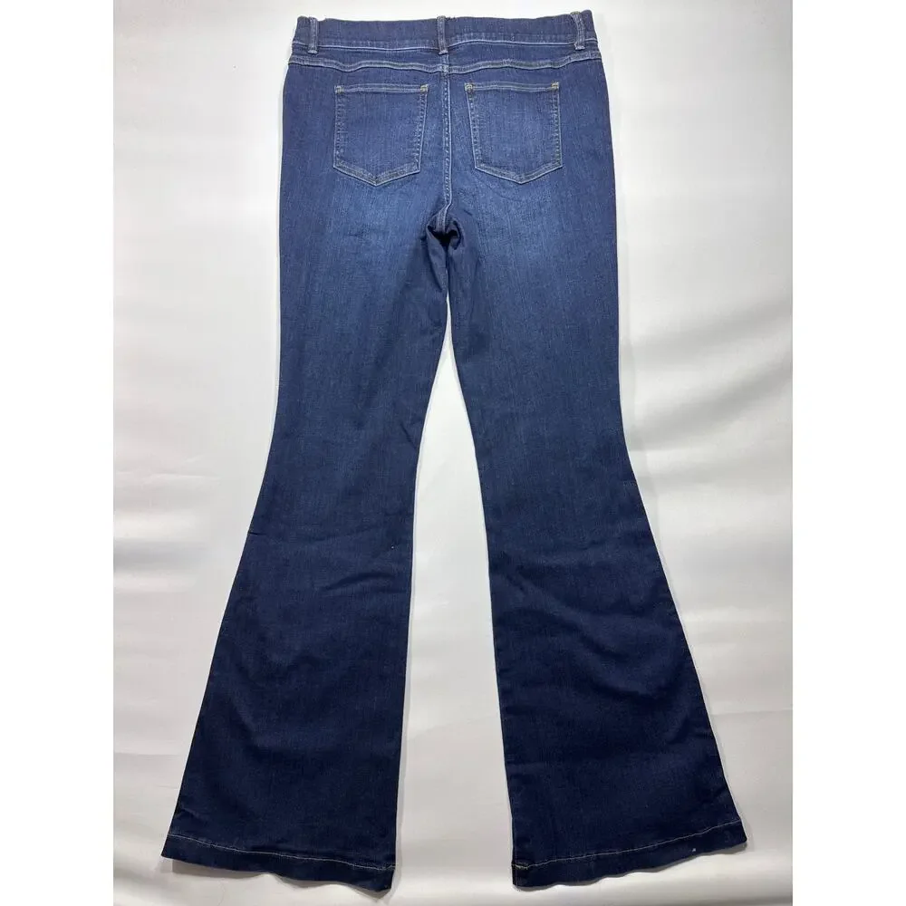 NWT Spanx Women's Flare Blue Stretch Denim Pull On Jeans - Size XL (34x34) - Picture 2 of 6